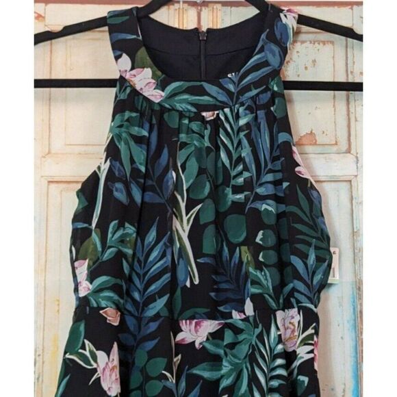 SLNY 9171315 Womens 8 Navy Multicolor Polyester Floral Sleeveless Round Neck Zip - Picture 6 of 10